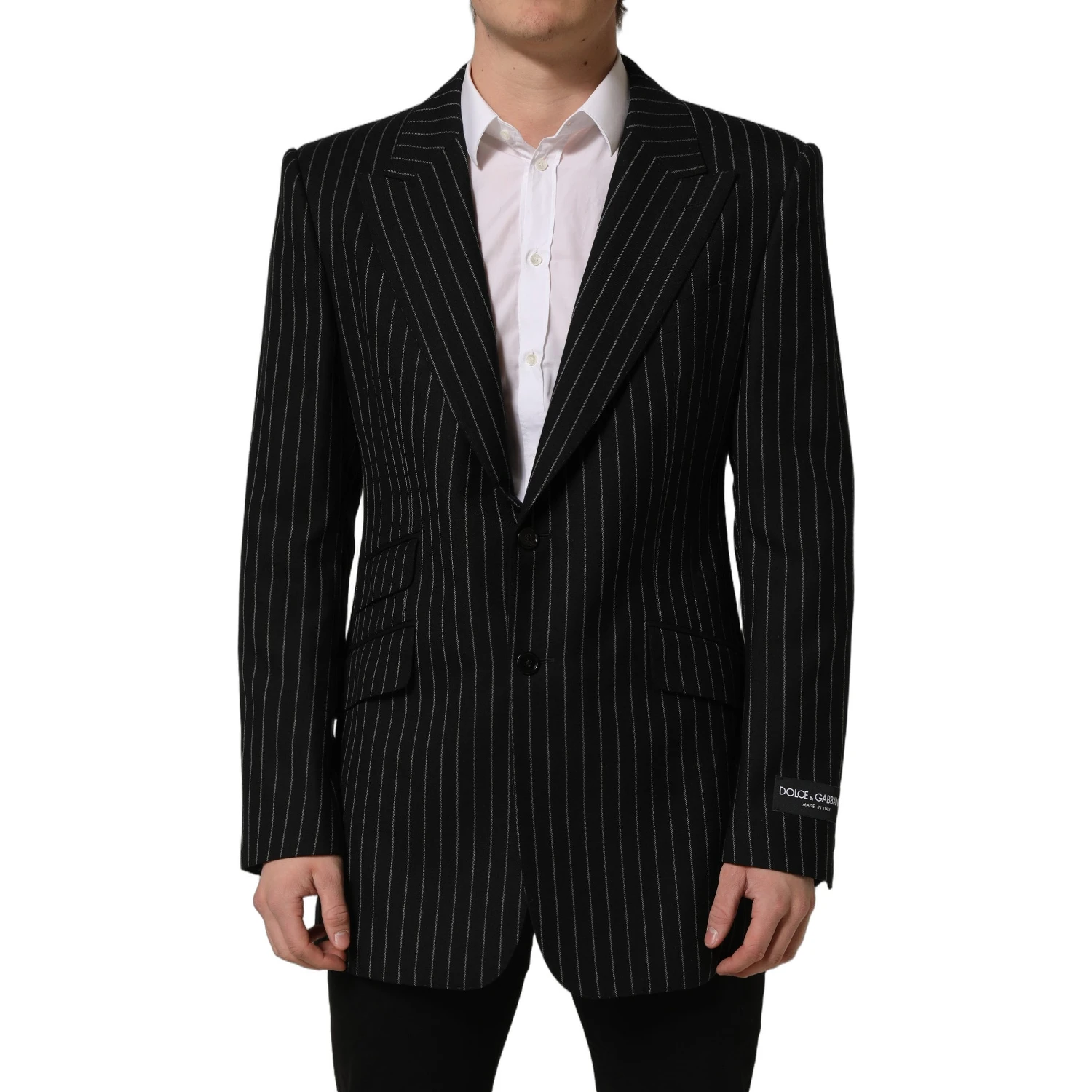 Black Stripes Wool Single Breasted Blazer