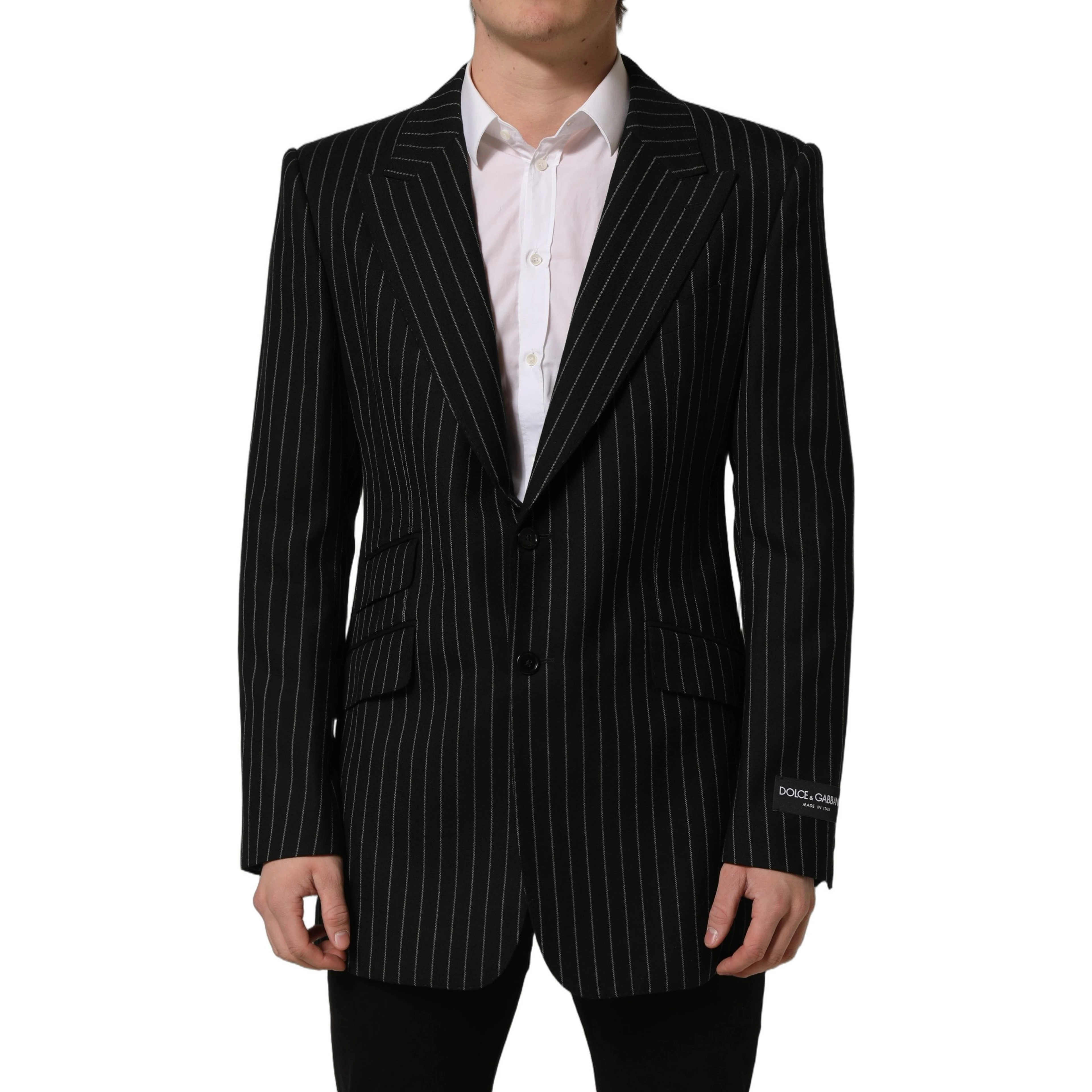 Black Stripes Wool Single Breasted Blazer