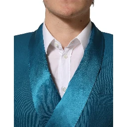 Teal Wool Double Breasted Formal Coat Blazer