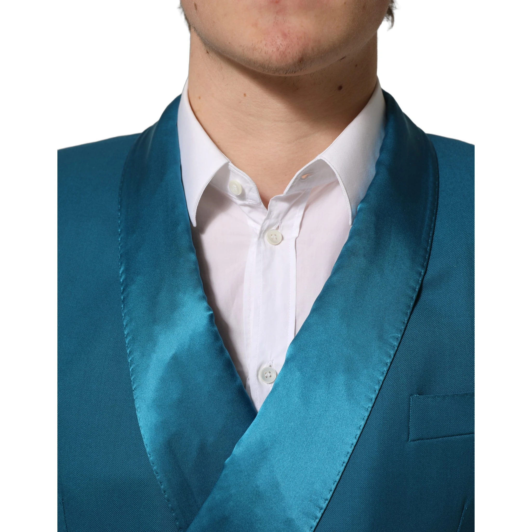 Teal Wool Double Breasted Formal Coat Blazer