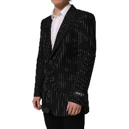 Black Stripes Wool Single Breasted Blazer
