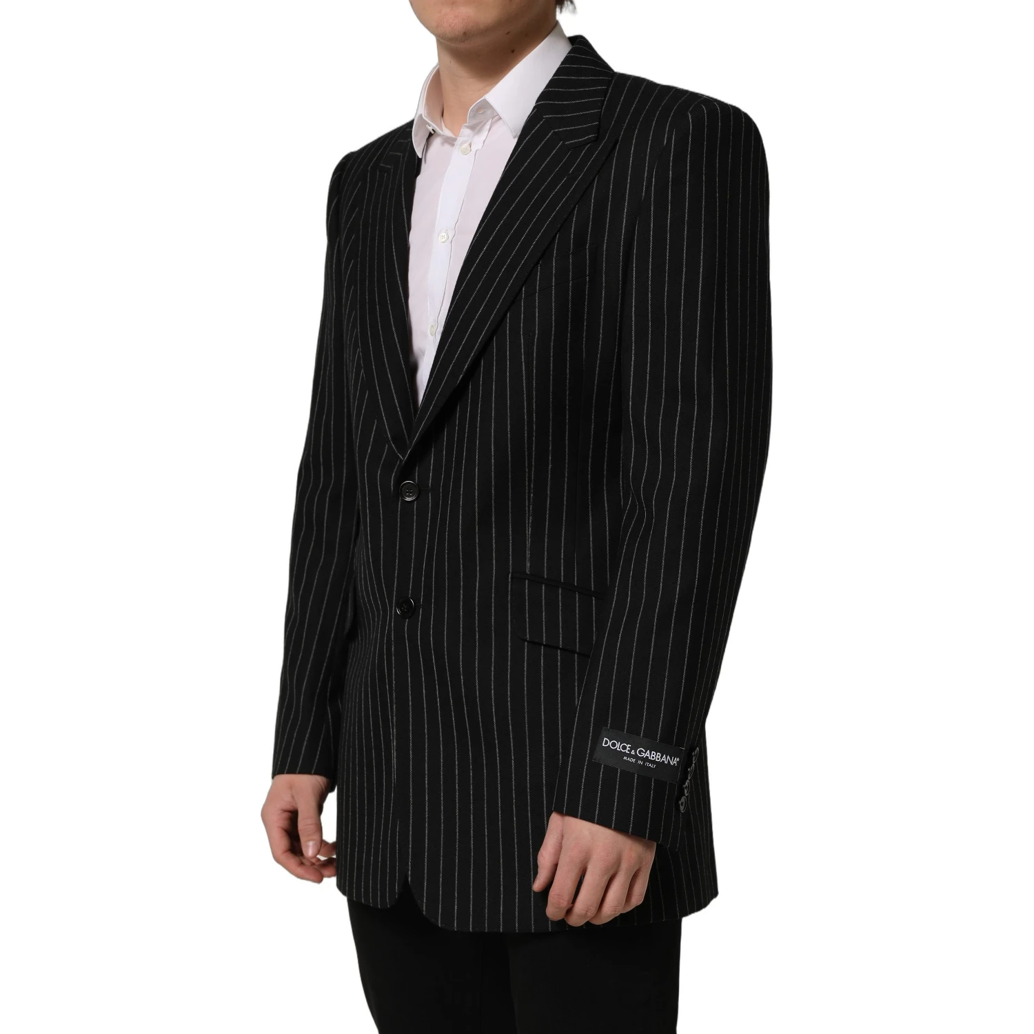 Black Stripes Wool Single Breasted Blazer