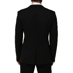 Black Logo Crest SingleBreasted Coat Blazer