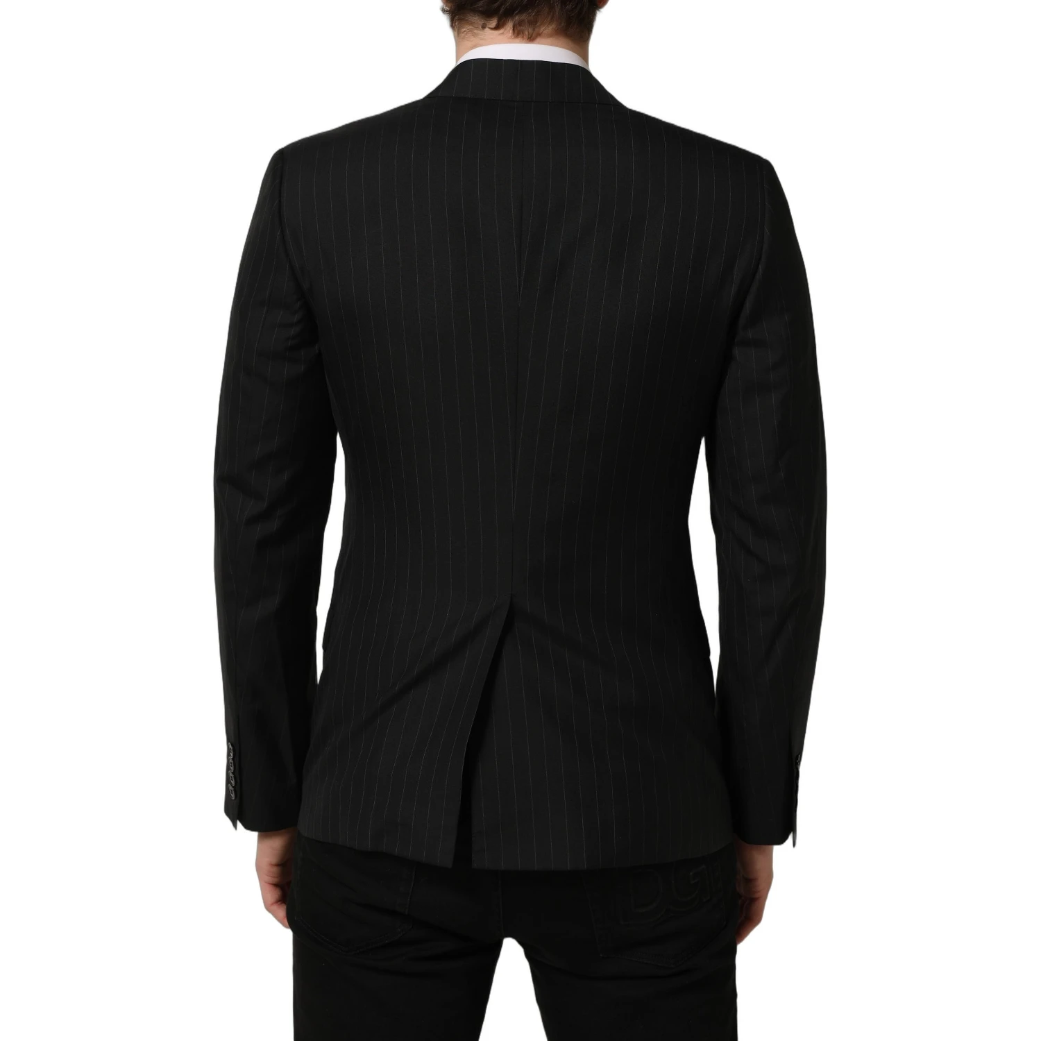 Black Stripes Wool Single Breasted Blazer