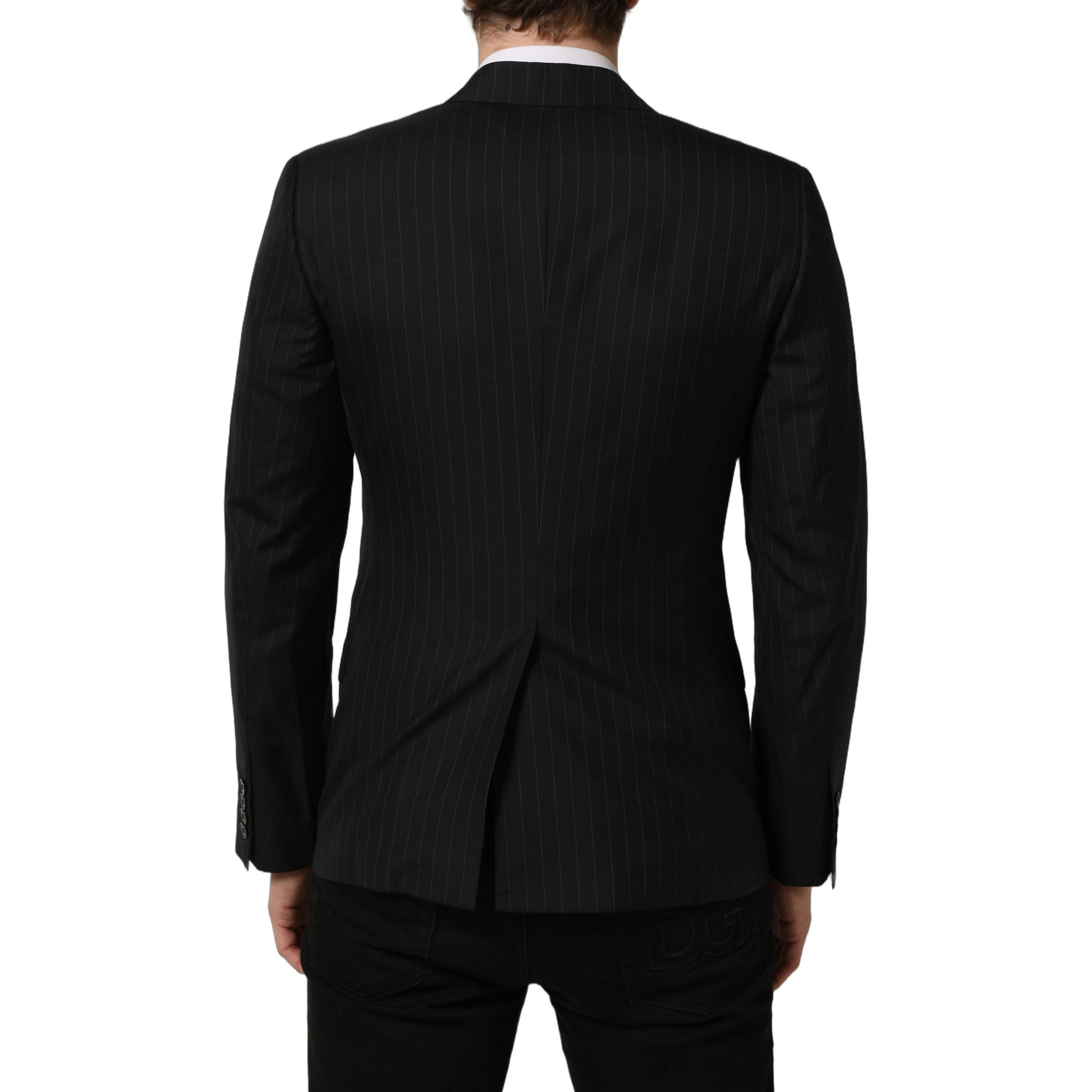 Black Stripes Wool Single Breasted Blazer