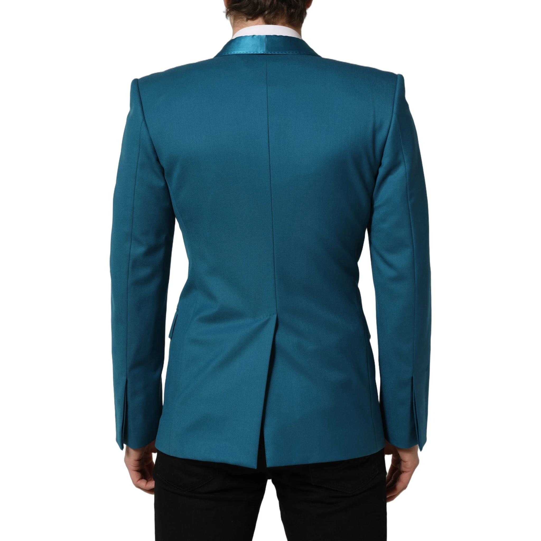 Teal Wool Double Breasted Formal Coat Blazer