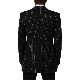 Black Stripes Wool Single Breasted Blazer