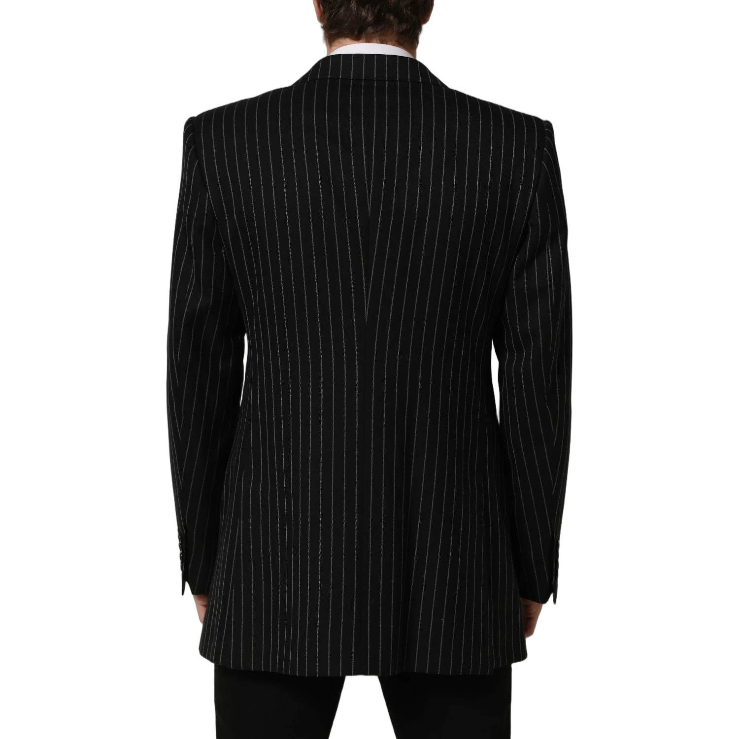 Black Stripes Wool Single Breasted Blazer