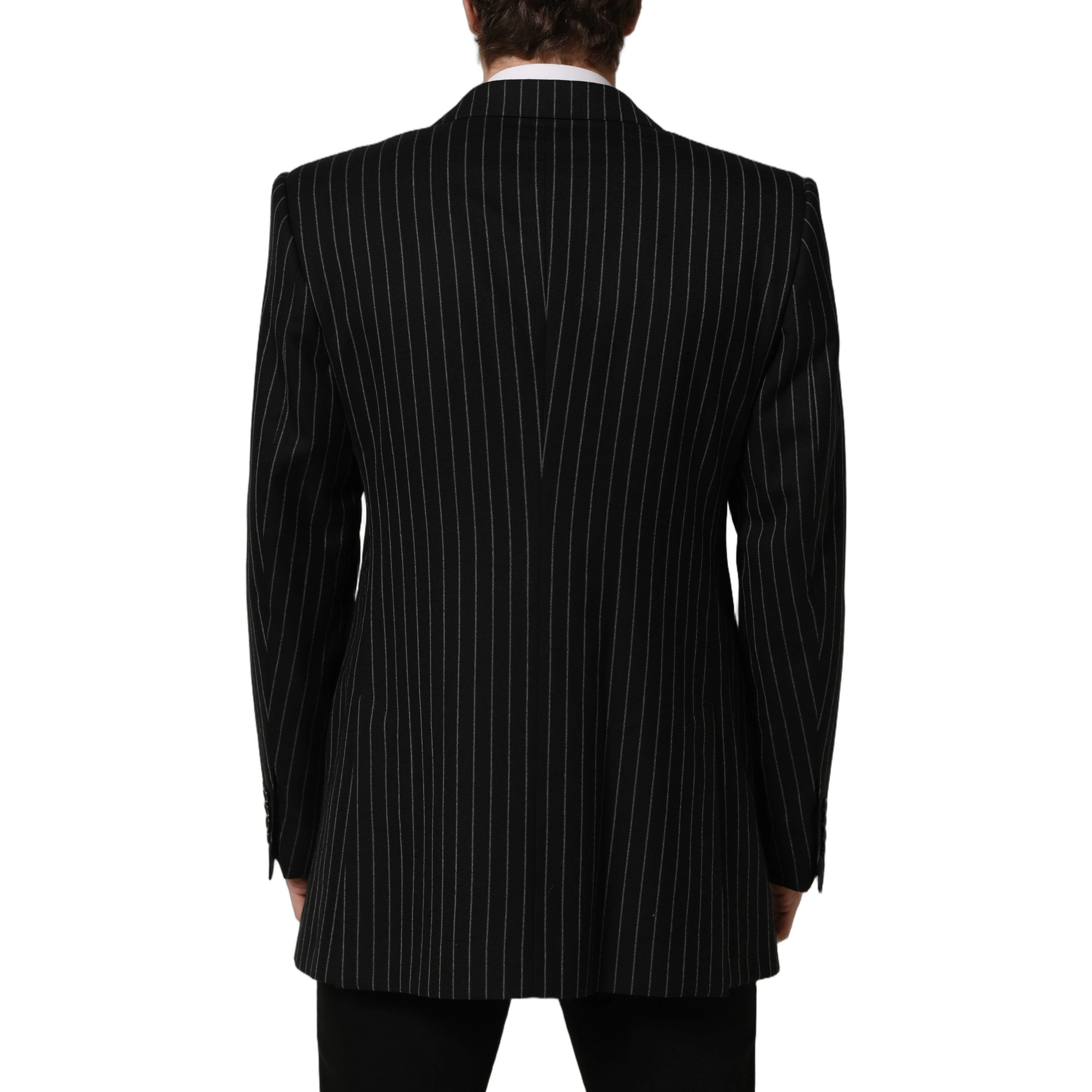 Black Stripes Wool Single Breasted Blazer