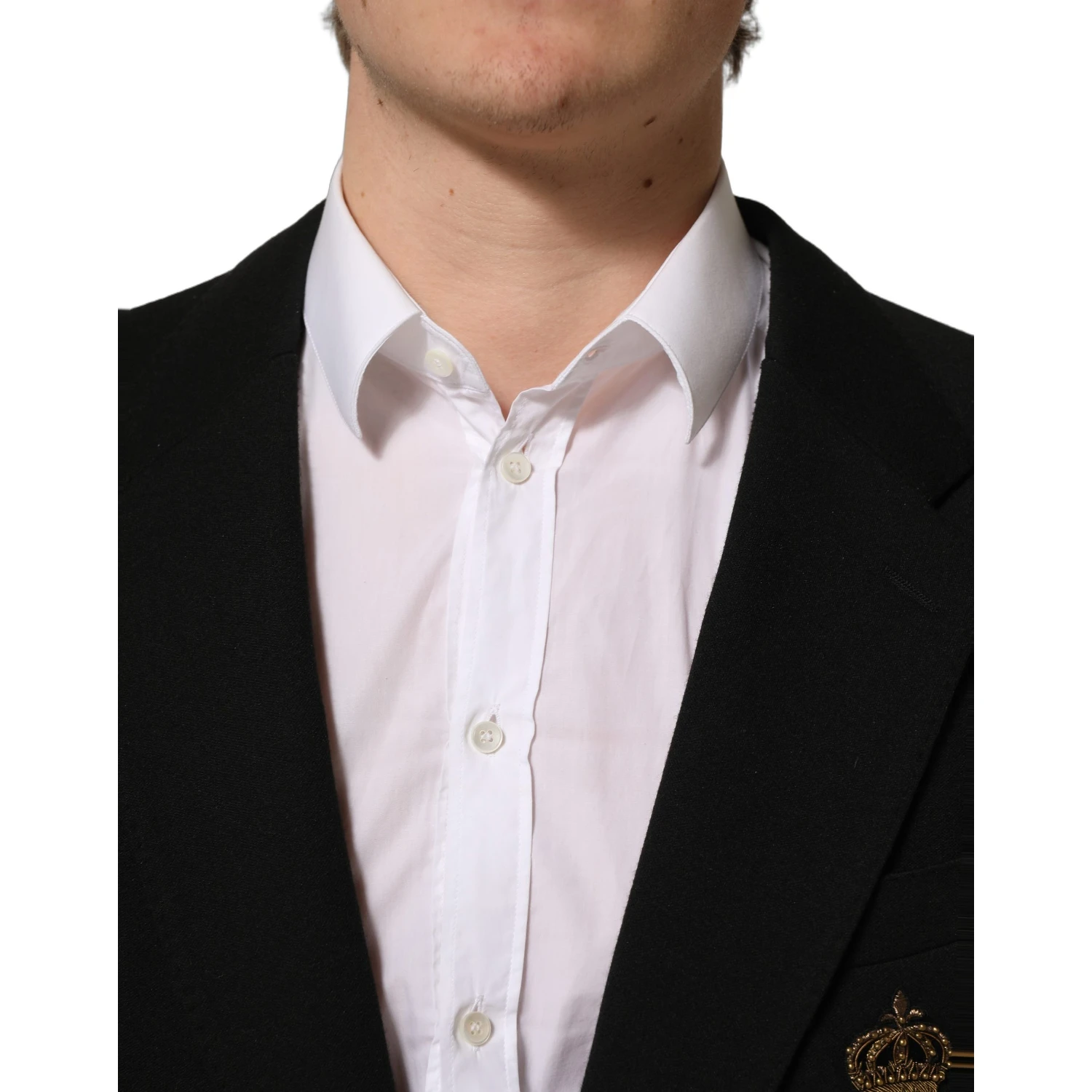 Black Logo Crest SingleBreasted Coat Blazer