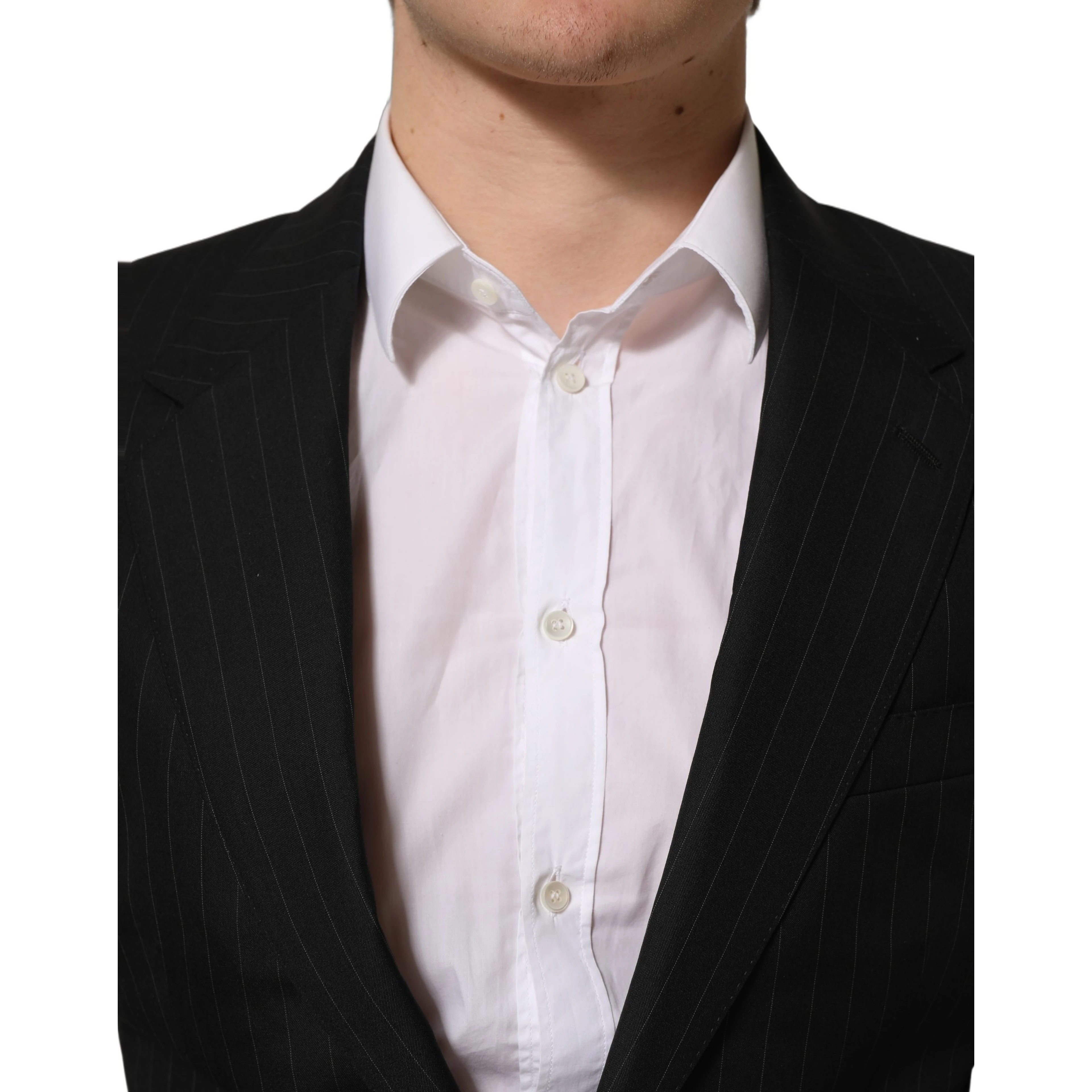 Black Stripes Wool Single Breasted Blazer
