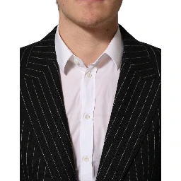Black Stripes Wool Single Breasted Blazer