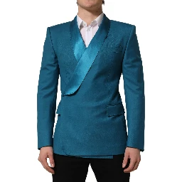 Teal Wool Double Breasted Formal Coat Blazer
