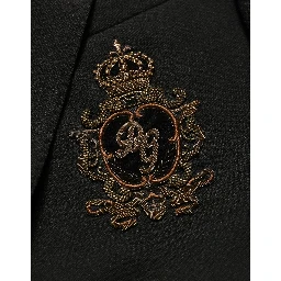 Black Logo Crest SingleBreasted Coat Blazer