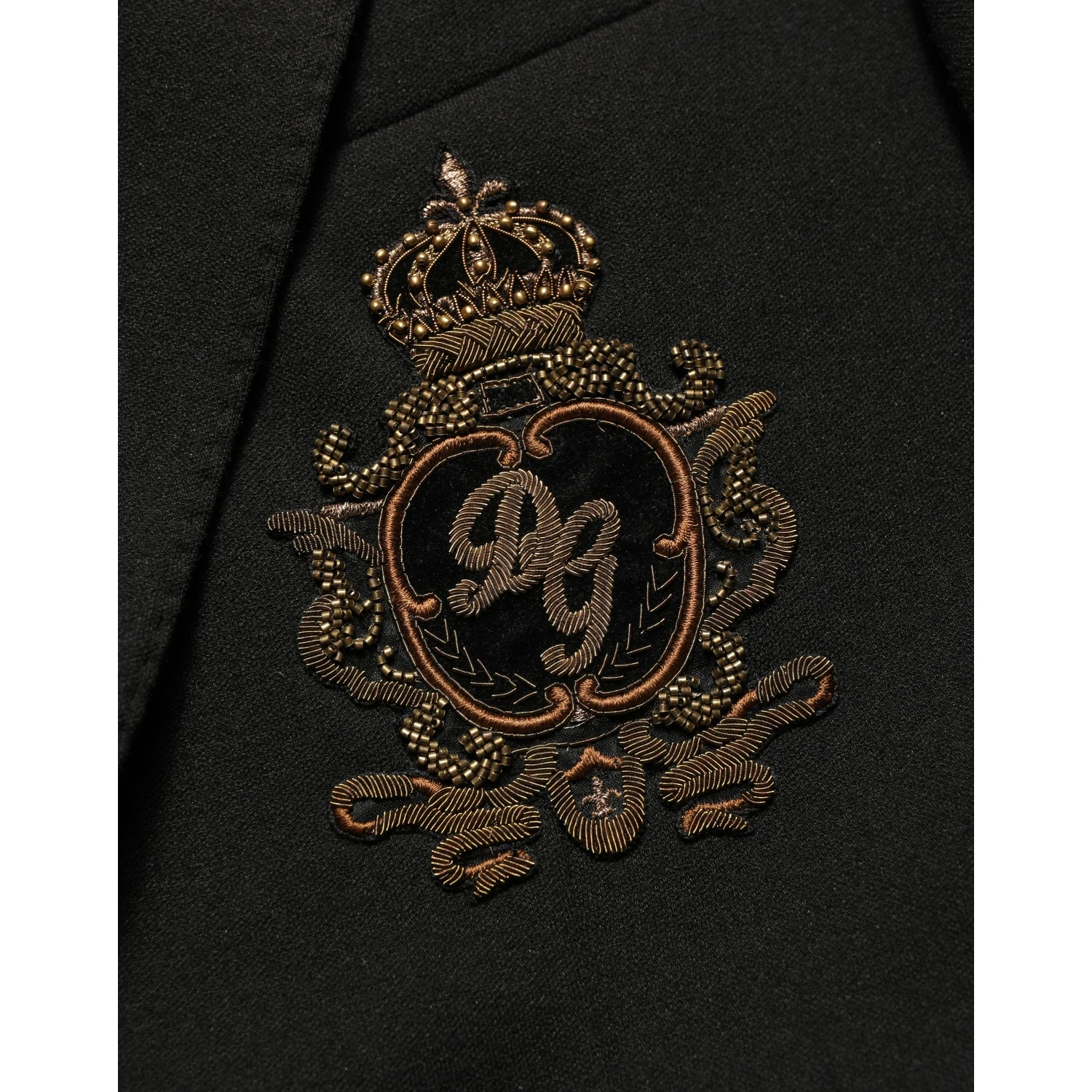 Black Logo Crest SingleBreasted Coat Blazer