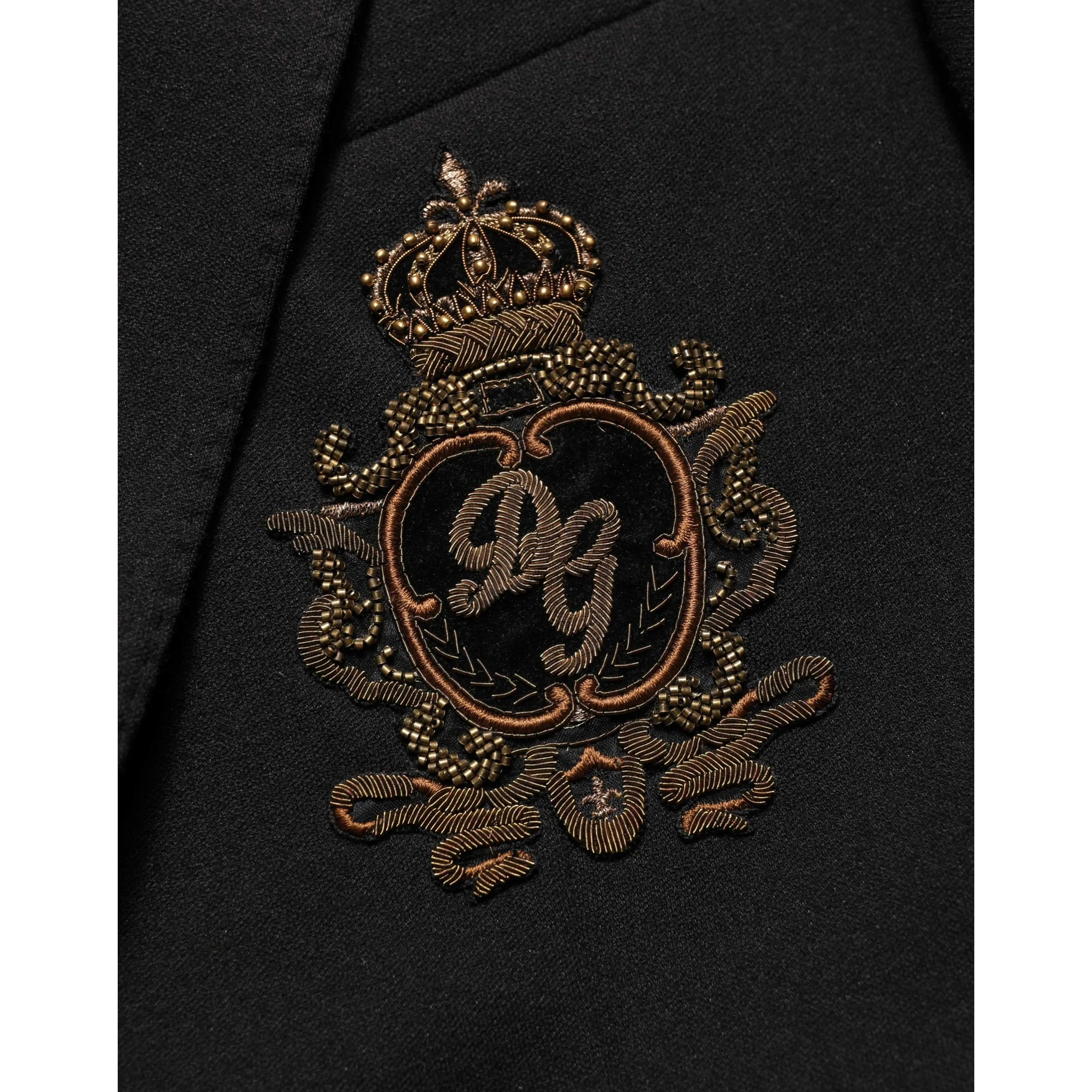Black Logo Crest SingleBreasted Coat Blazer