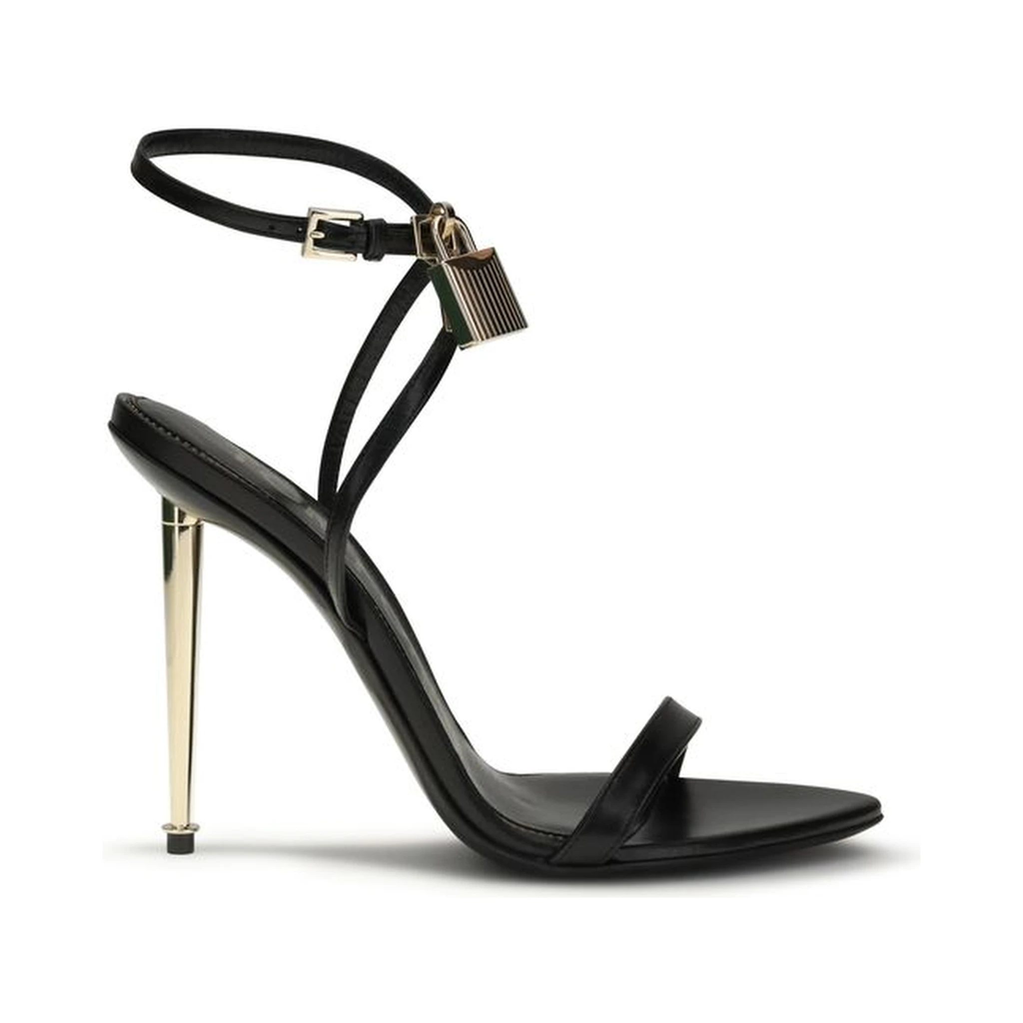 Black Goatskin Stiletto Heel Sandals