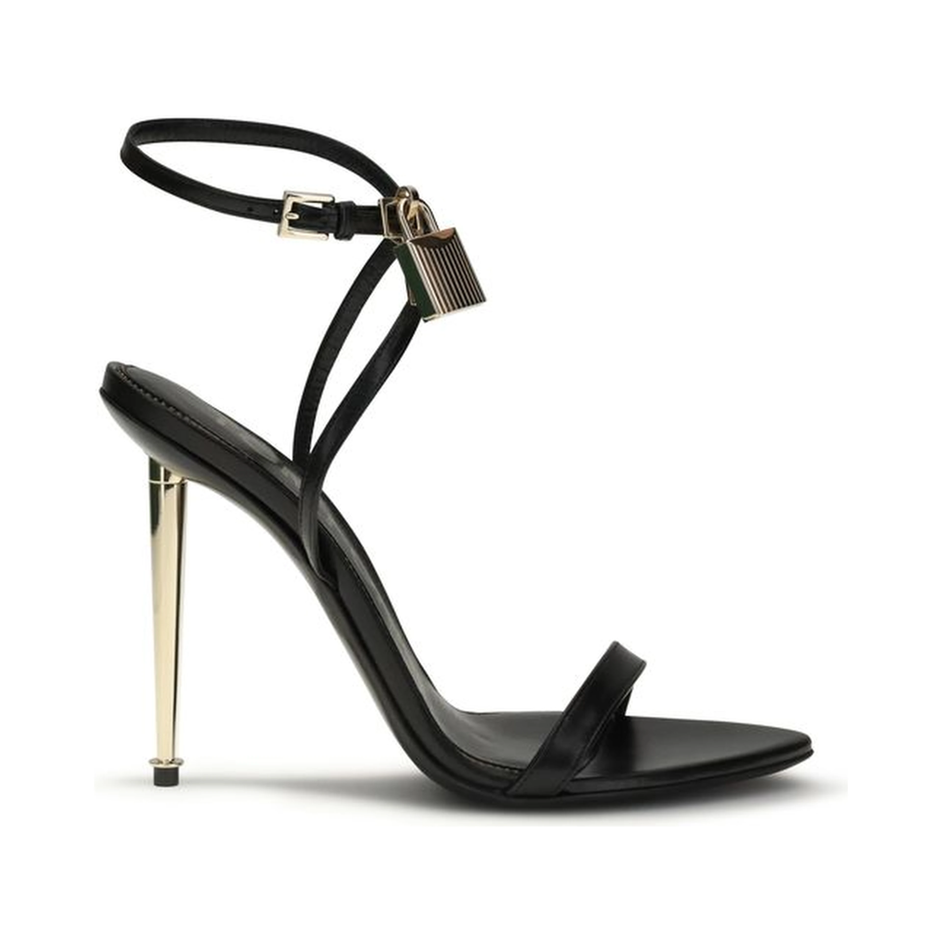 Black Goatskin Stiletto Heel Sandals