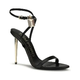 Black Goatskin Stiletto Heel Sandals