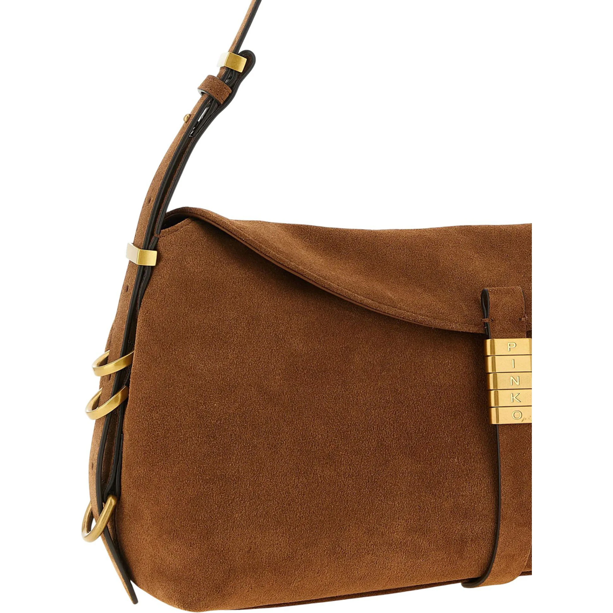 PINKO SADDLE CLASS. SUED purse