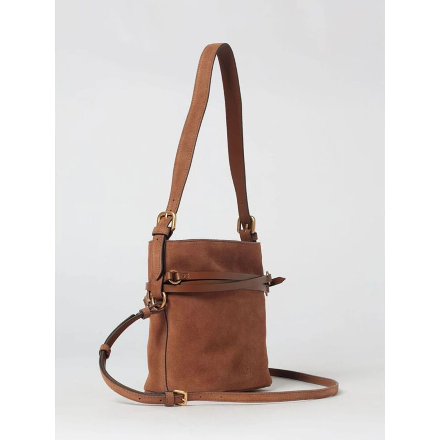 PINKO BUCKET BELT MINI SUEDE handbag