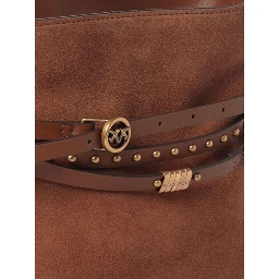 PINKO BUCKET BELT MINI SUEDE handbag