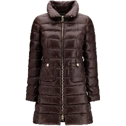 Brown Polyamide Full-Length Jacket