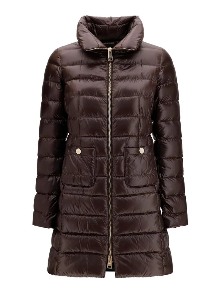 Brown Polyamide Full-Length Jacket