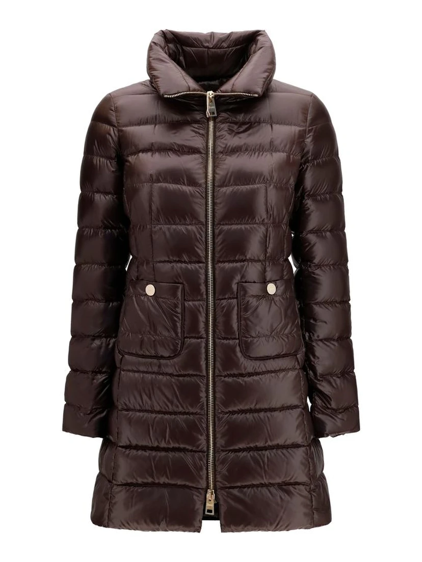 Brown Polyamide Full-Length Jacket