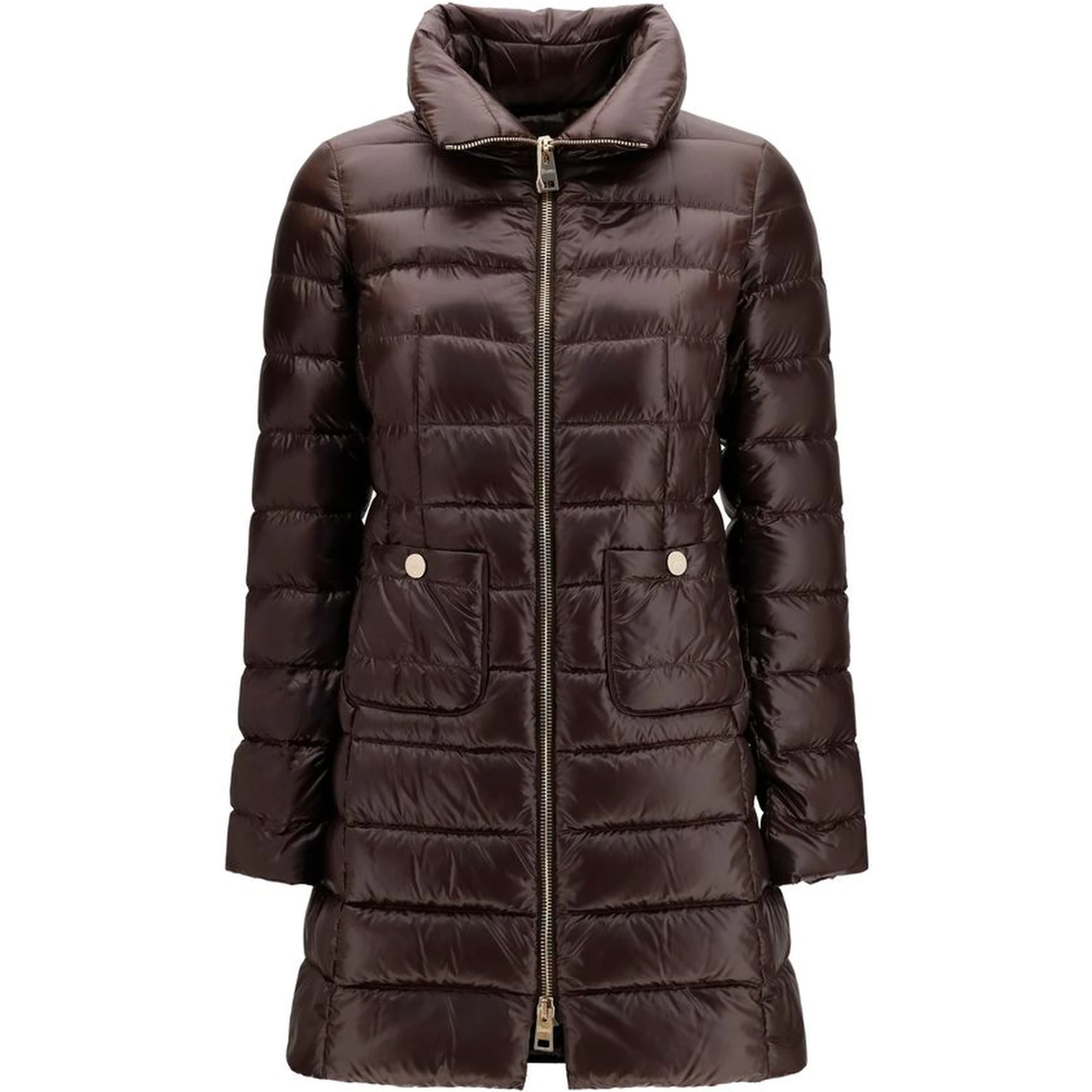 Brown Polyamide Full-Length Jacket