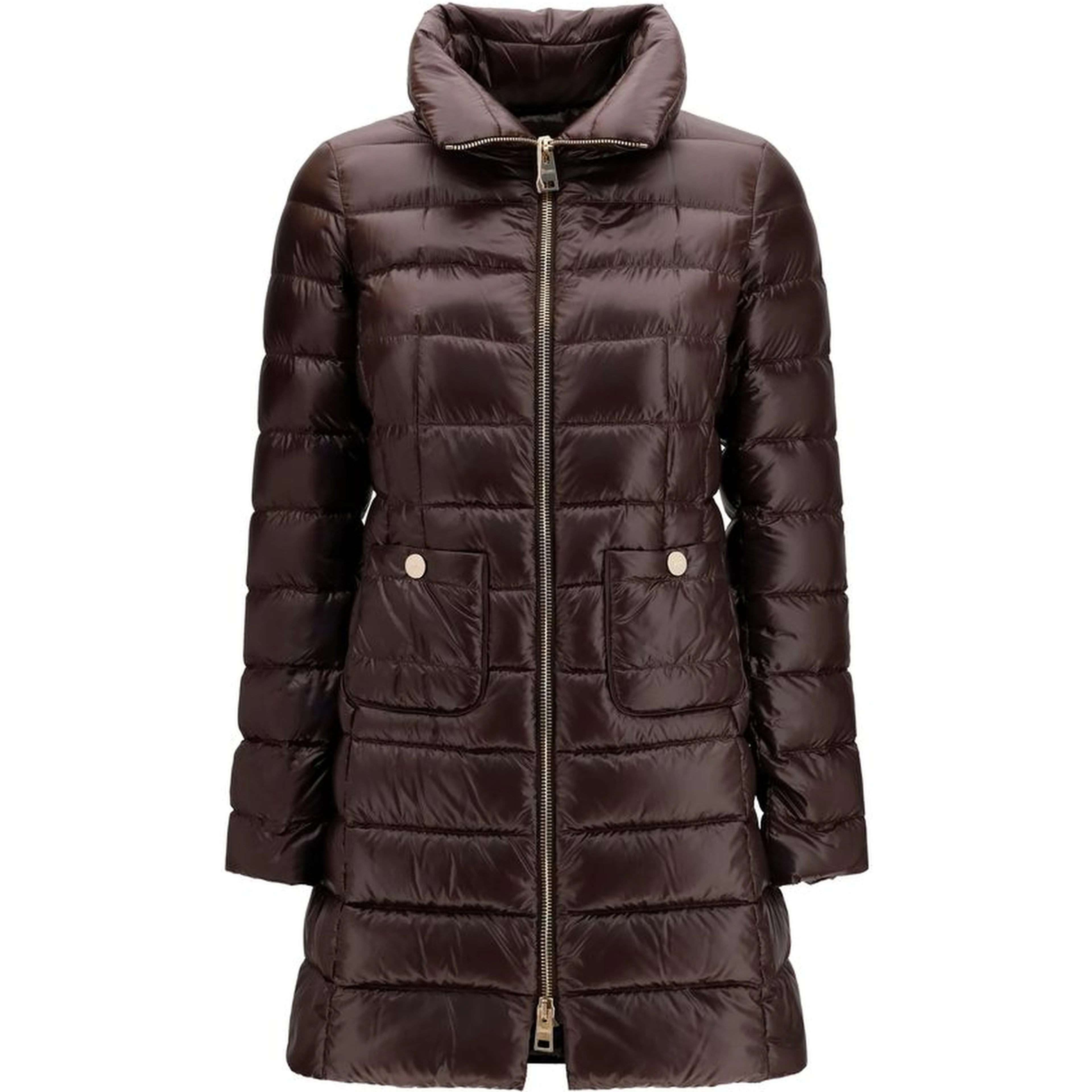 Brown Polyamide Full-Length Jacket
