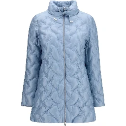 Blue Polyester Full-Length Jacket
