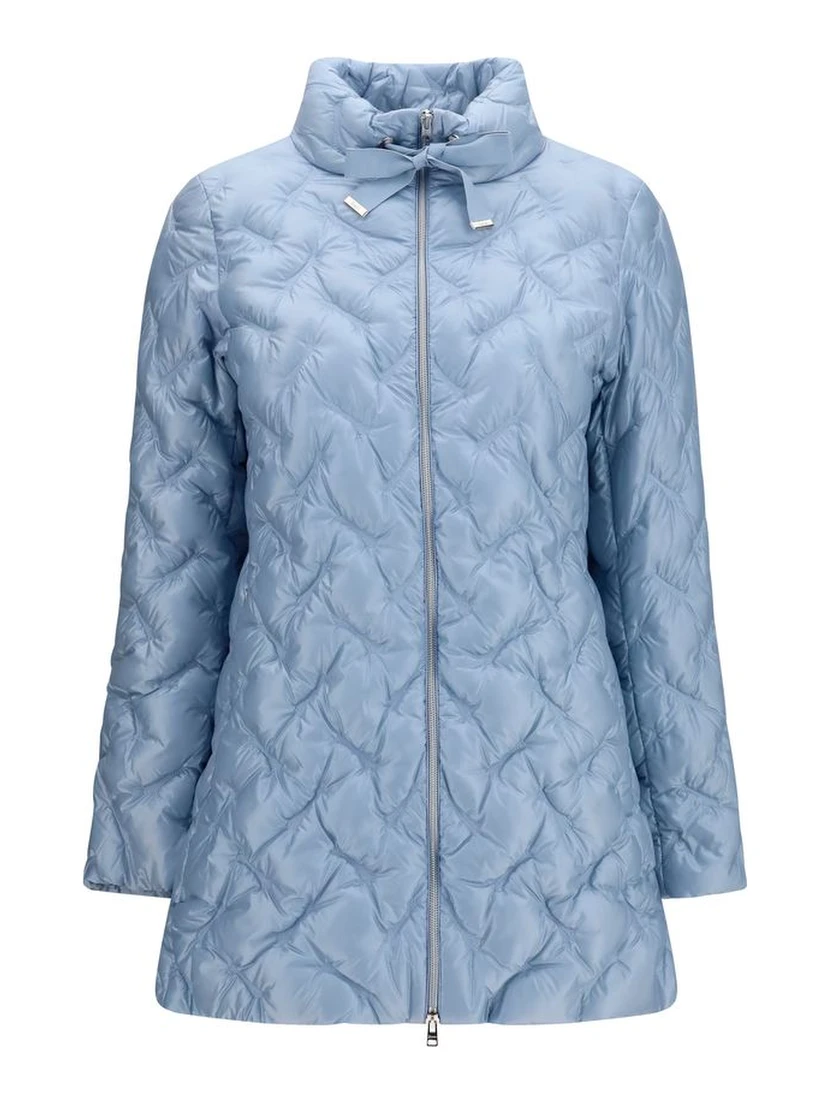 Blue Polyester Full-Length Jacket