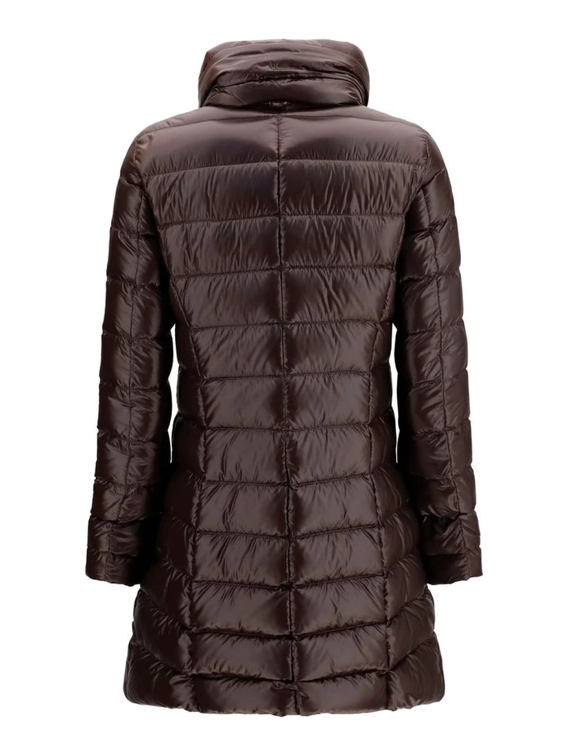 Brown Polyamide Full-Length Jacket