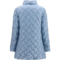 Blue Polyester Full-Length Jacket