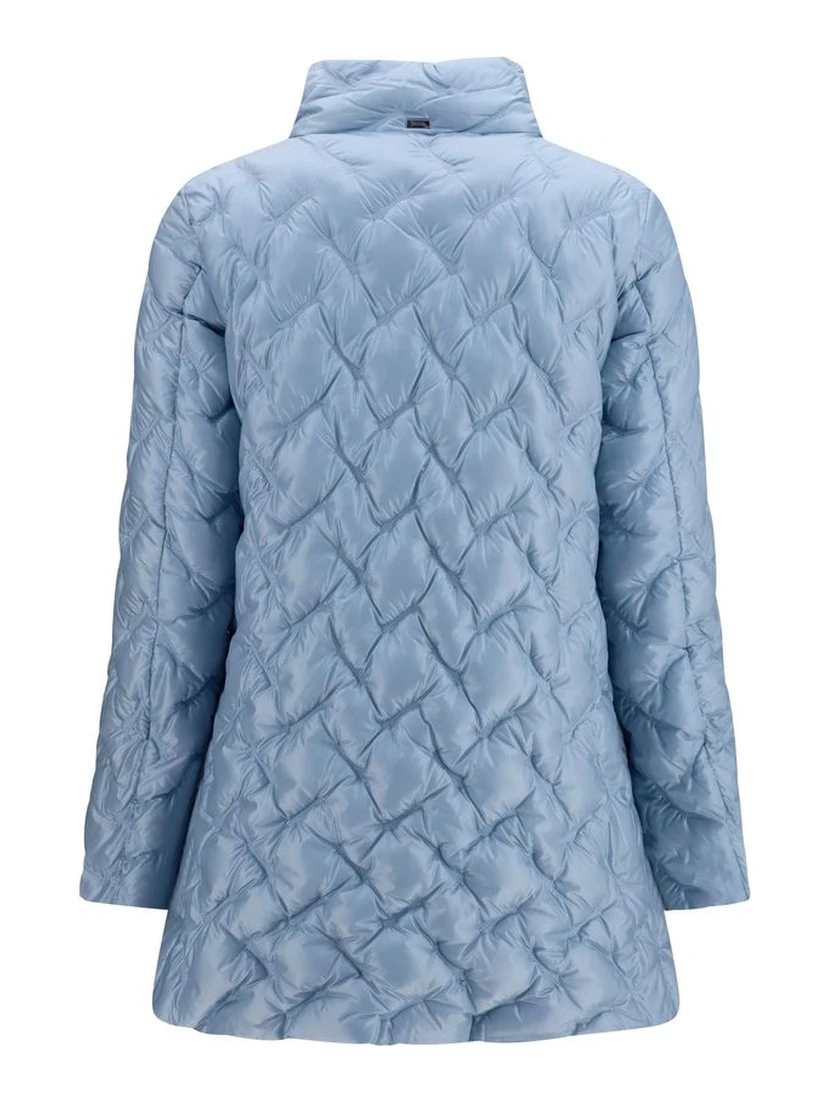 Blue Polyester Full-Length Jacket