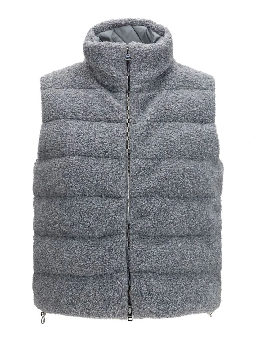 Gray Polyester Sleeveless Jacket