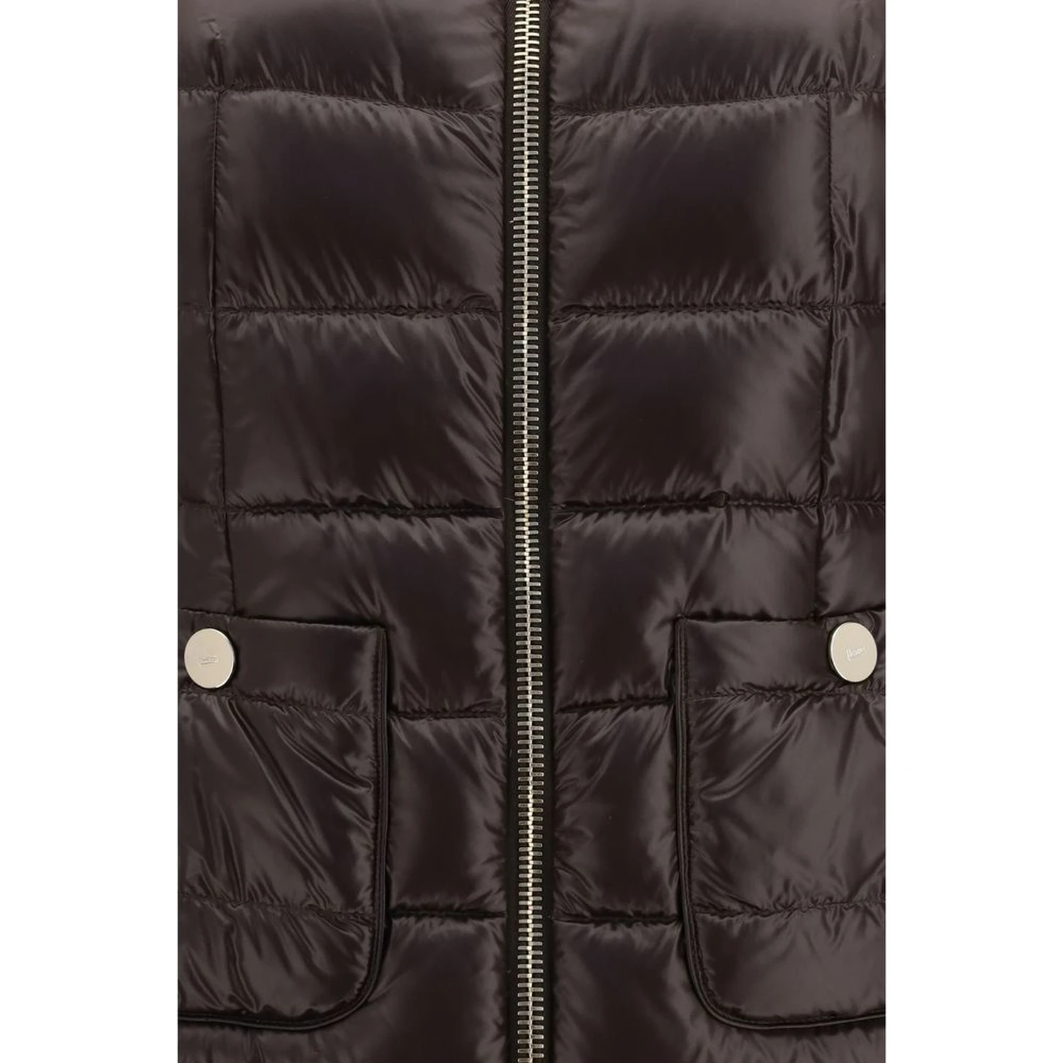 Brown Polyamide Full-Length Jacket