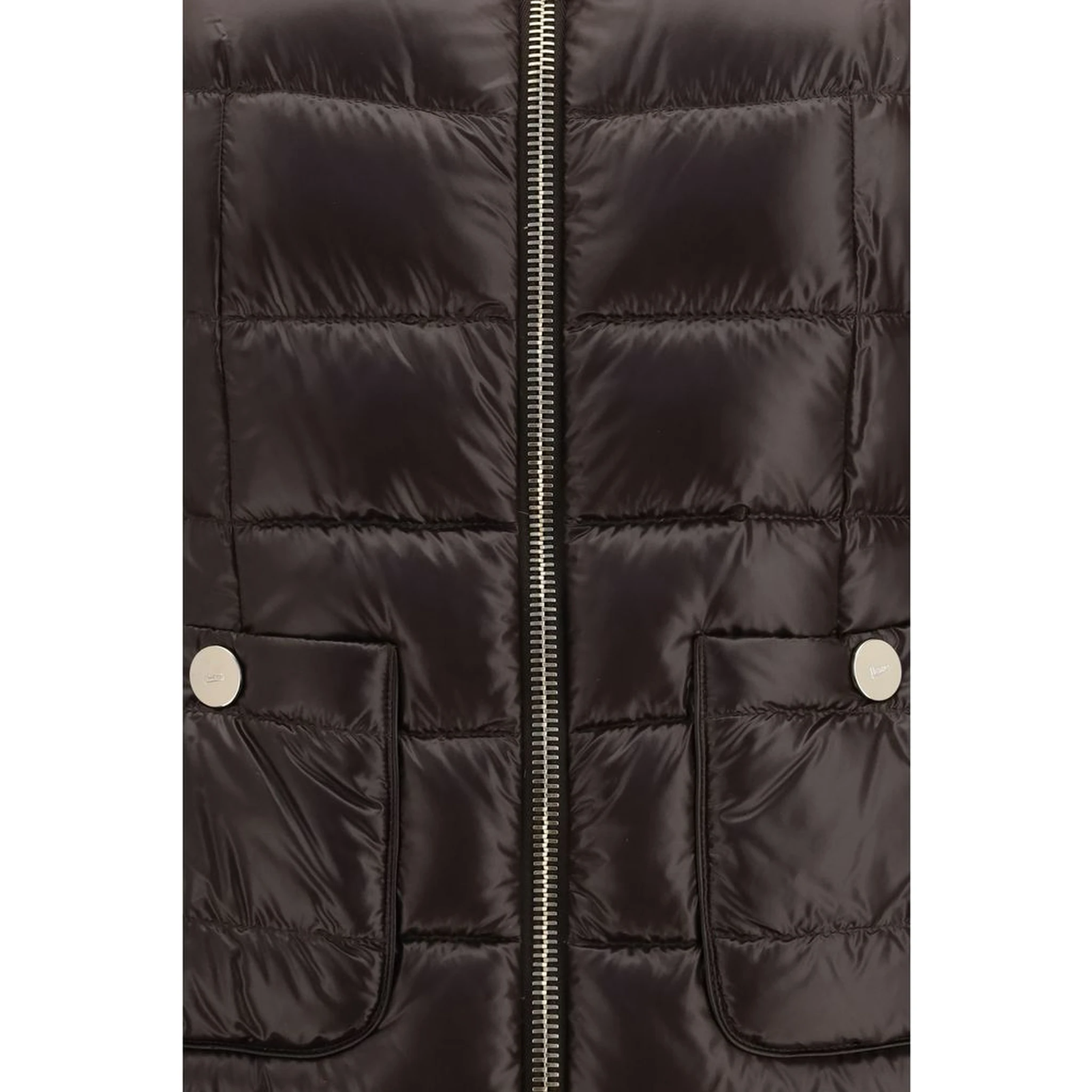 Brown Polyamide Full-Length Jacket
