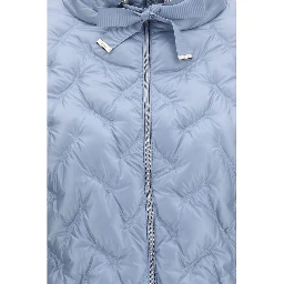 Blue Polyester Full-Length Jacket
