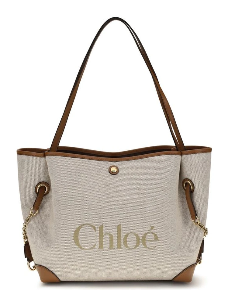 Beige Cotton Shoulder Bag