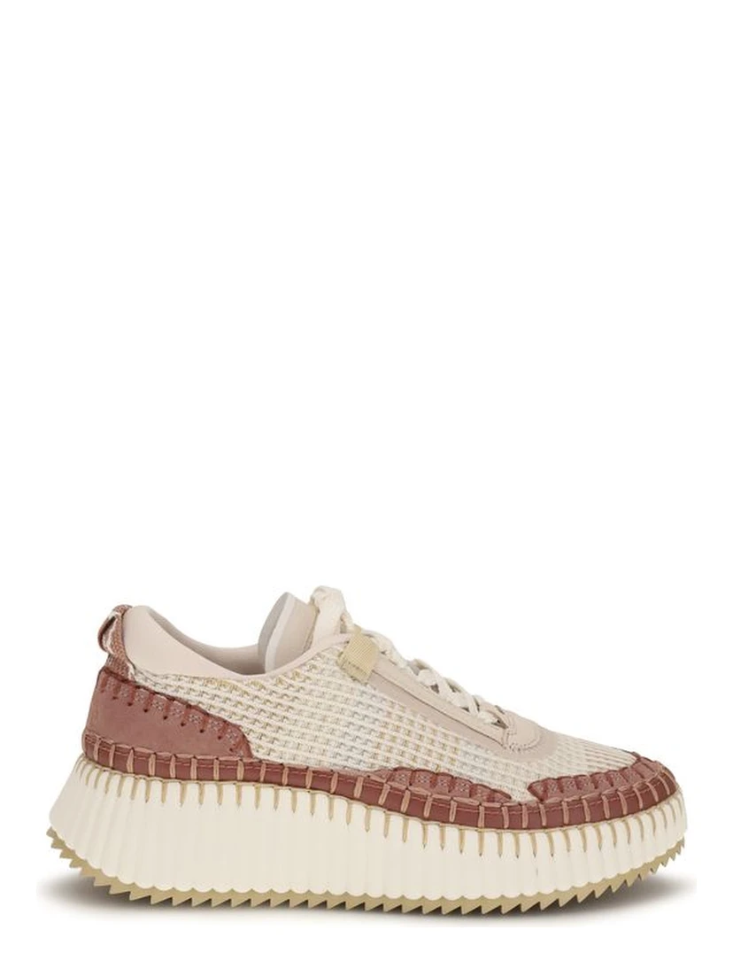 Beige Nylon Chunky Sneakers