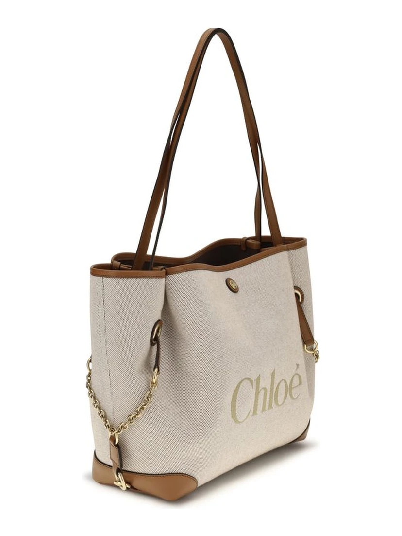 Beige Cotton Shoulder Bag