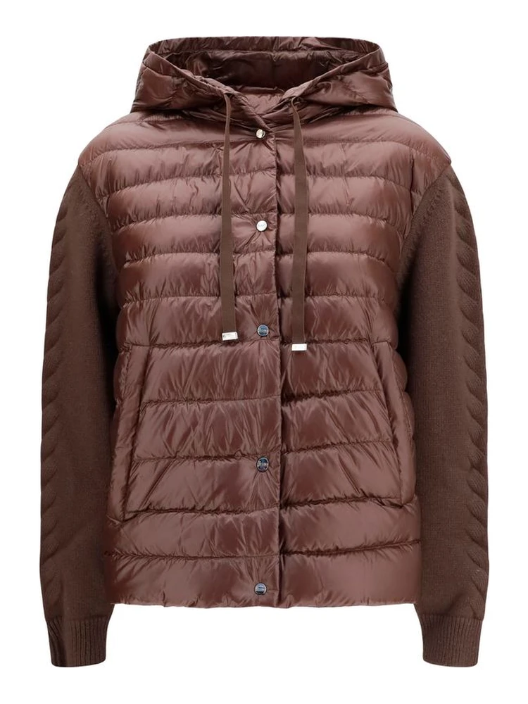 Brown Polyester Full-Length Jacket