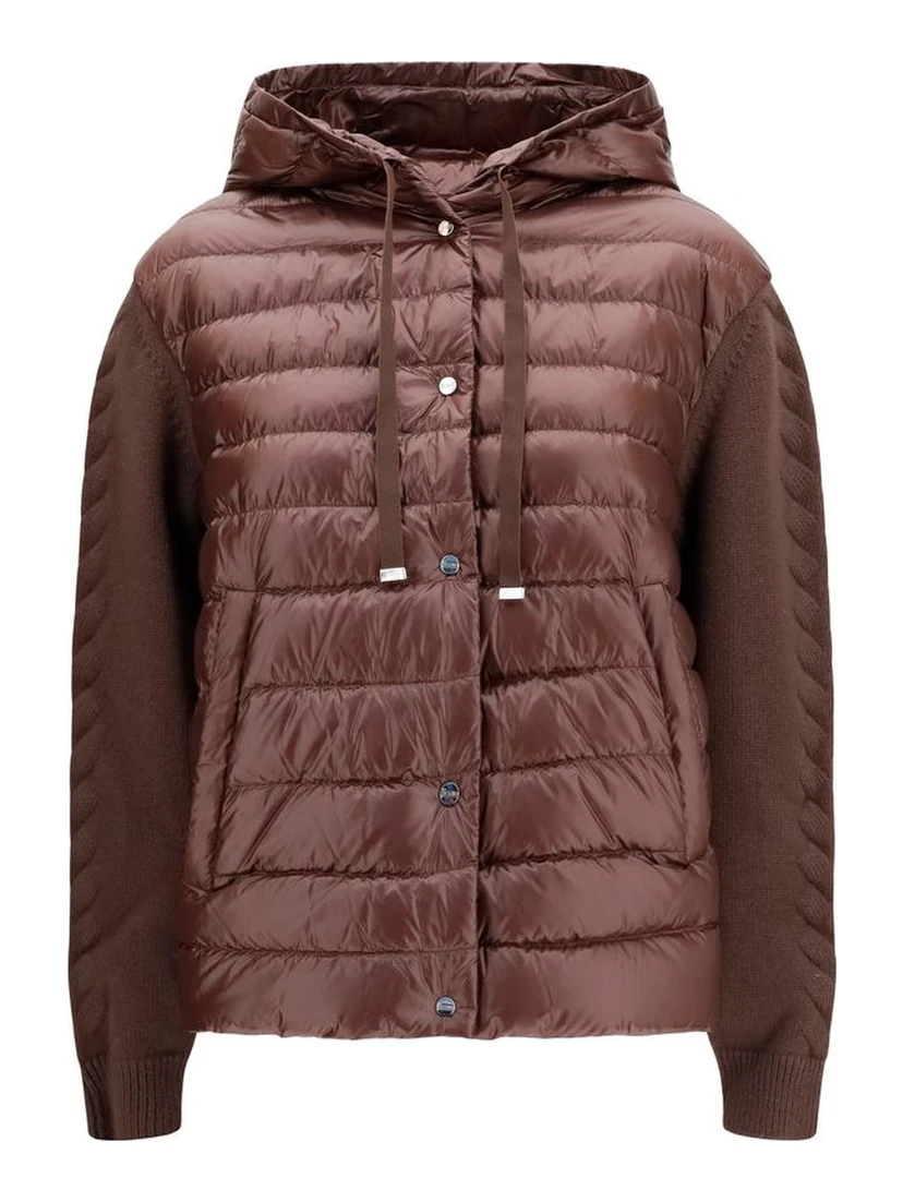 Brown Polyester Full-Length Jacket