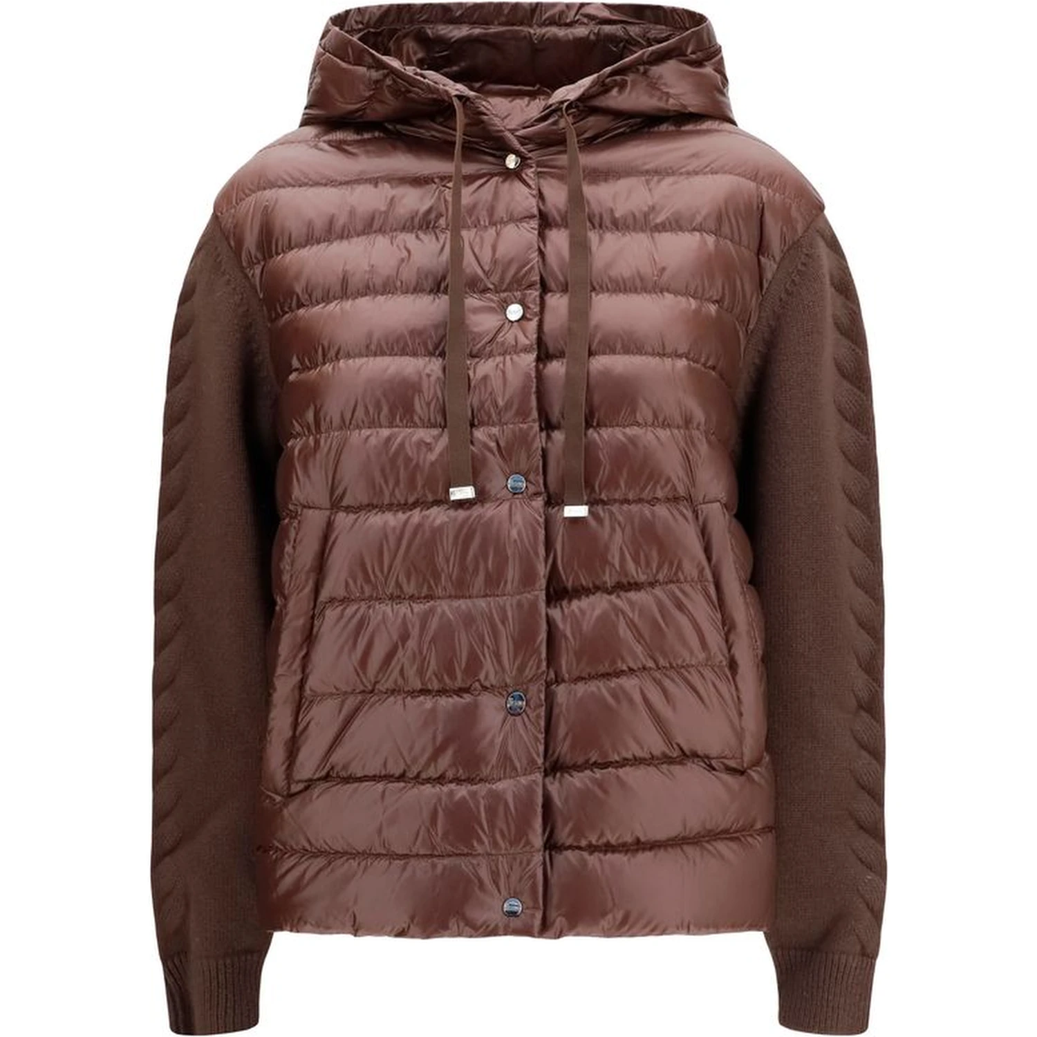 Brown Polyester Full-Length Jacket