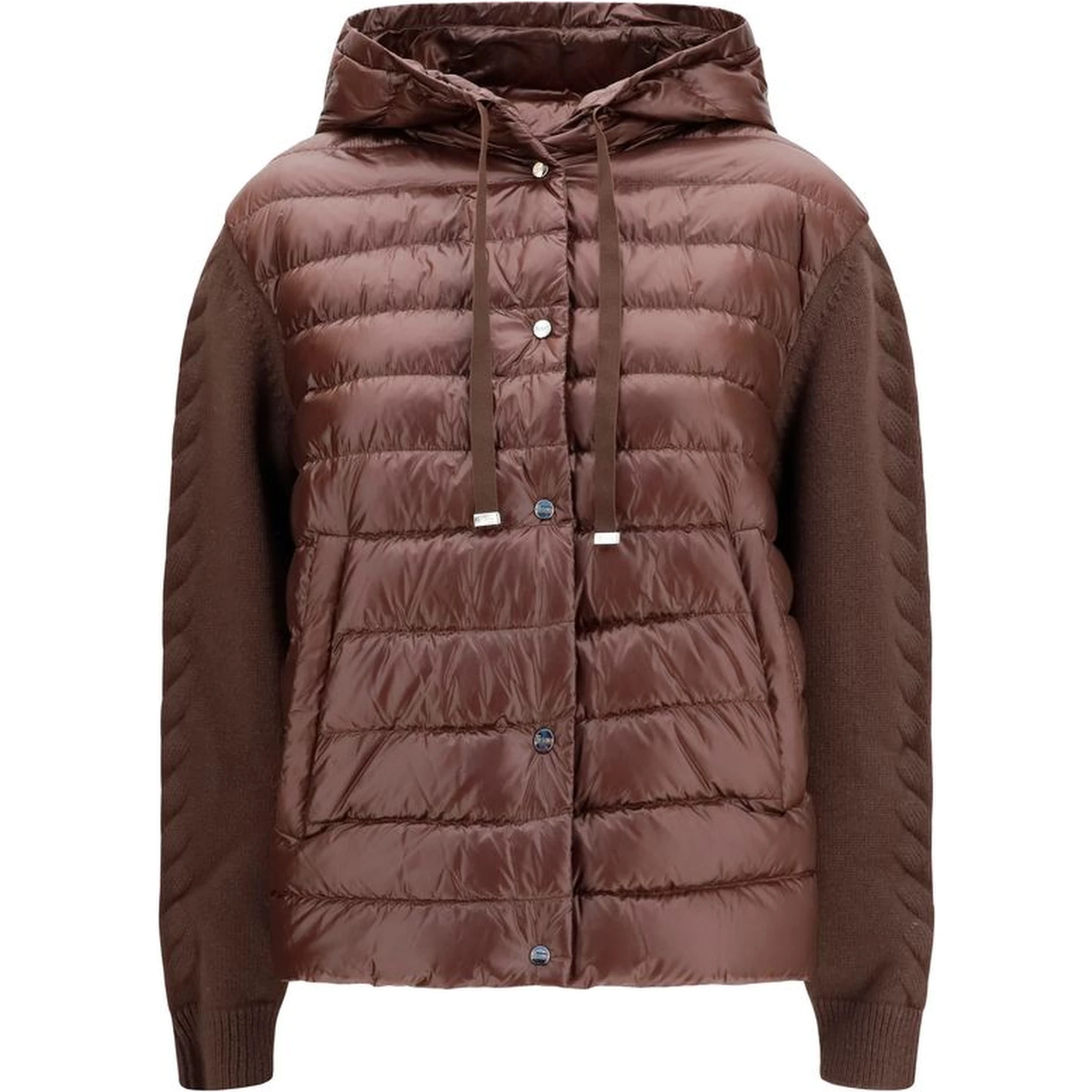 Brown Polyester Full-Length Jacket