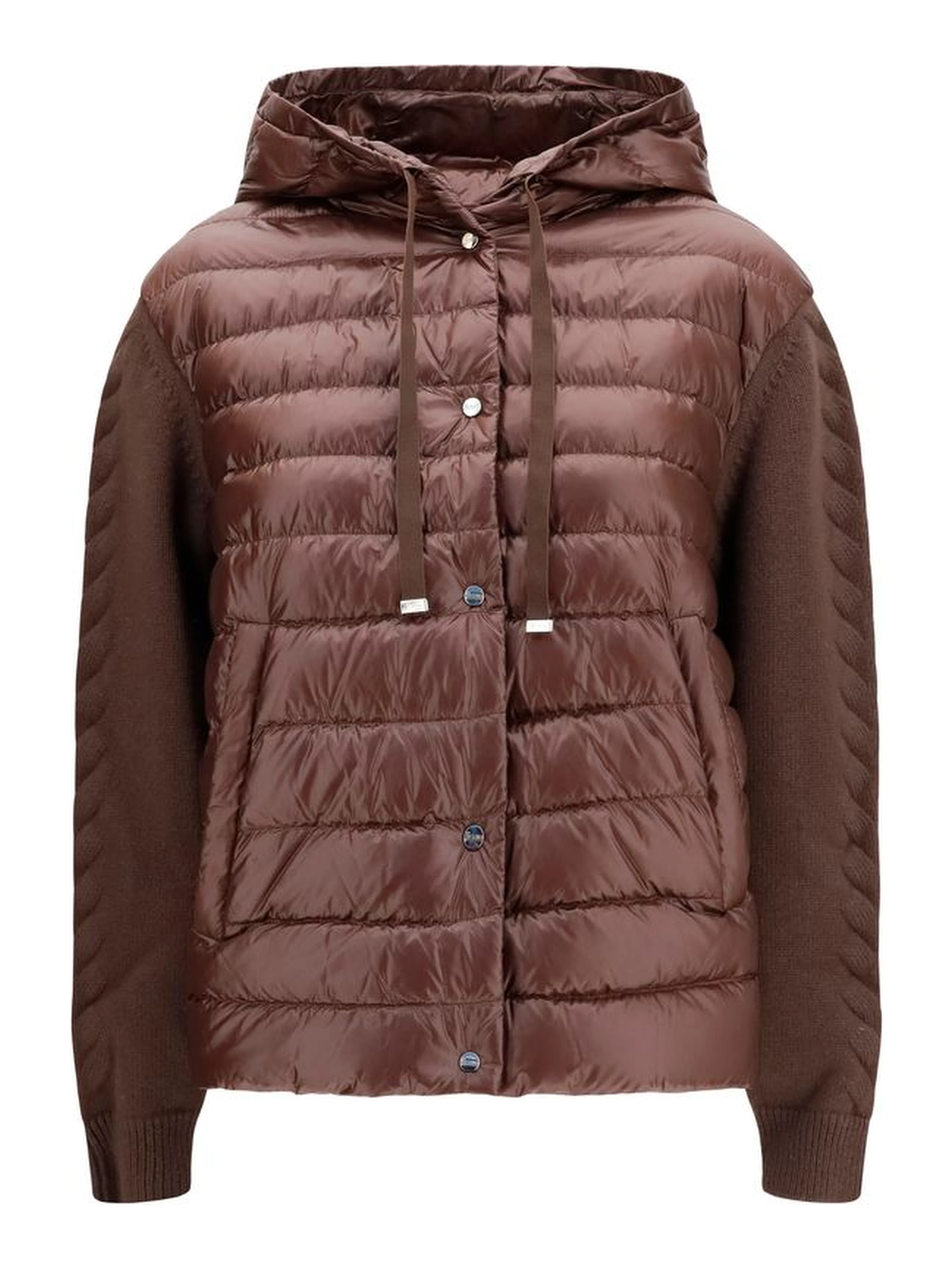 Brown Polyester Full-Length Jacket