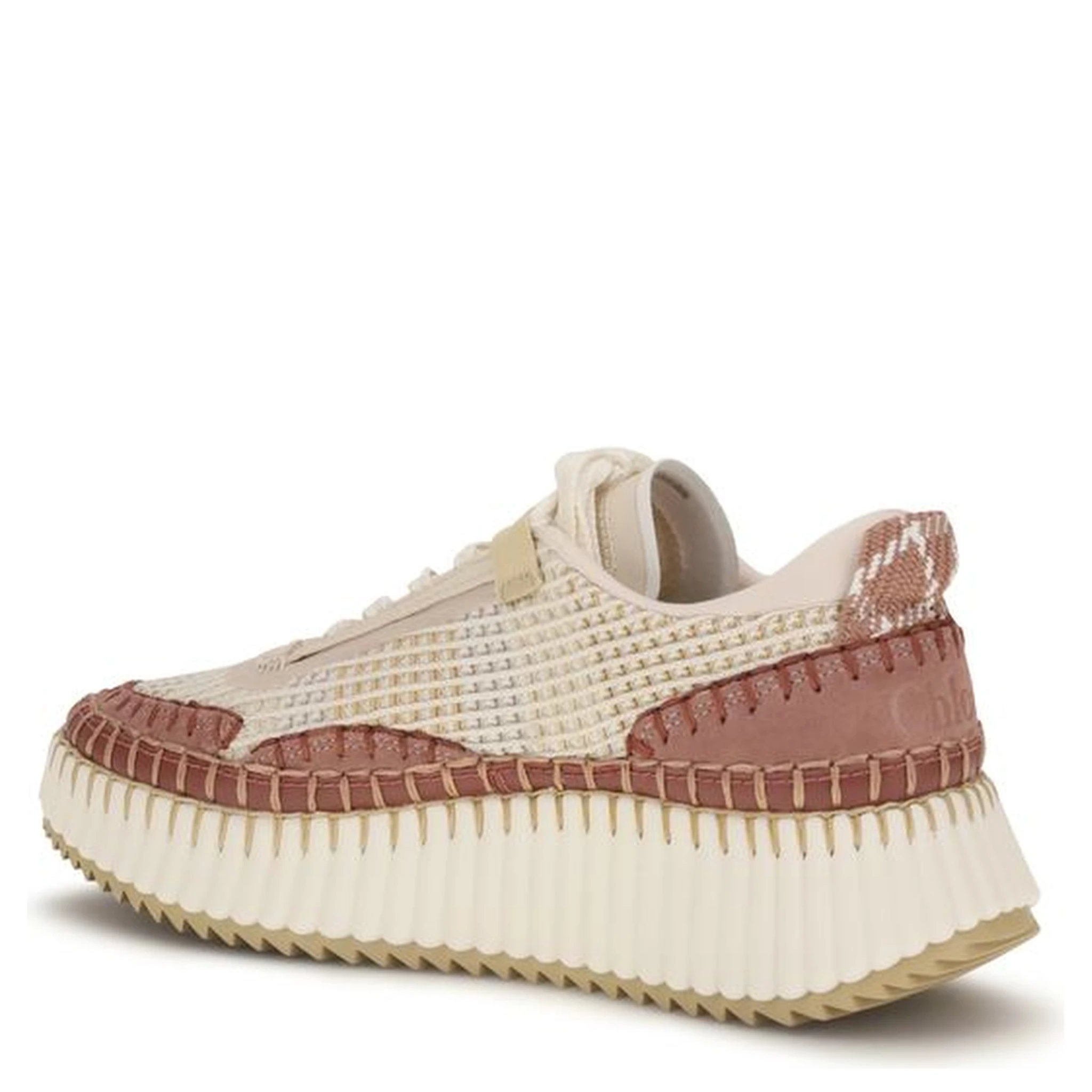 Beige Nylon Chunky Sneakers