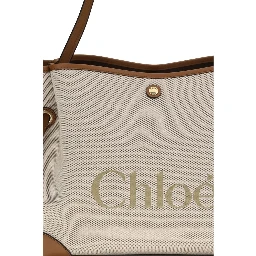 Beige Cotton Shoulder Bag